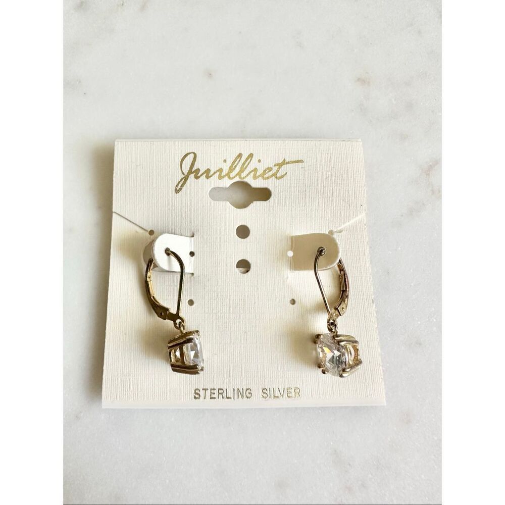 Juilliet gold-plated sterling silver drop earrings featuring a clear cubic zirco
